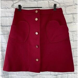 Kate spade NY women 8 button front knee length lined skirt w/heart shape pocket